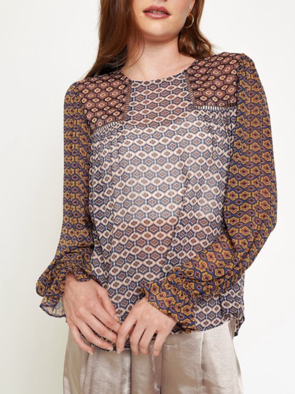 🍂SPECIAL🍂MIX PRINT BLOUSE|PLUM NAVY